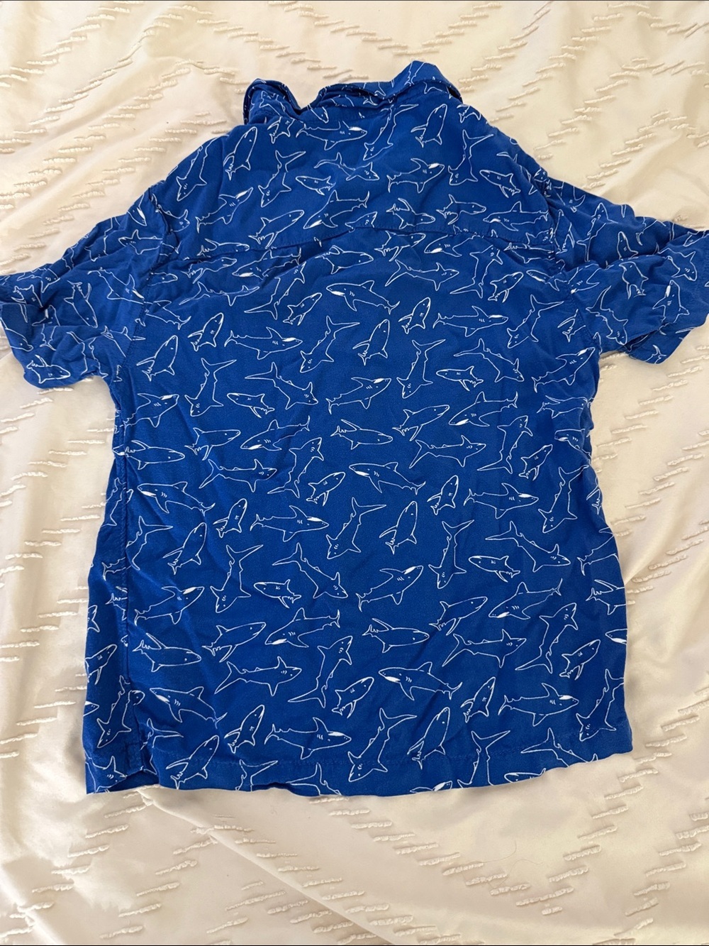 wonder nation Royal Blue Shark-Print Short Sleeve Button-Down Shirt - Picture 4 of 4